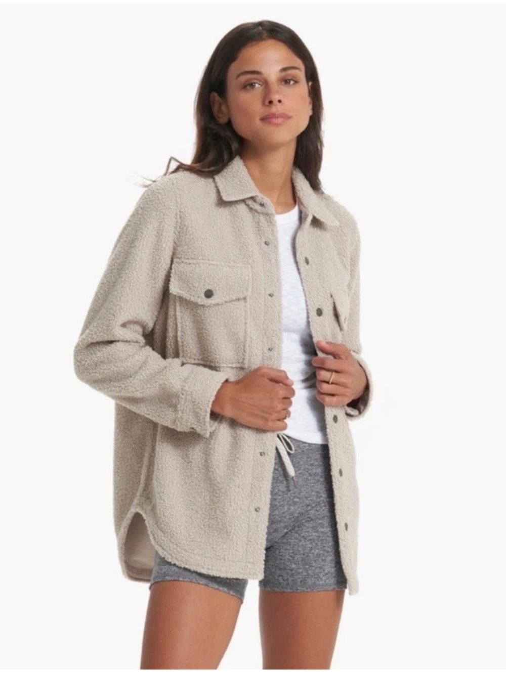 Vuori Sycamore Sherpa Shirt Jacket Shacket Taupe Women’s M VV541